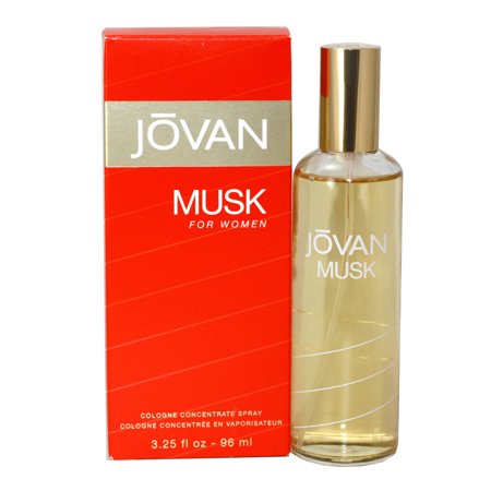 Jovan Musk cologne bottle and packaging on a white background