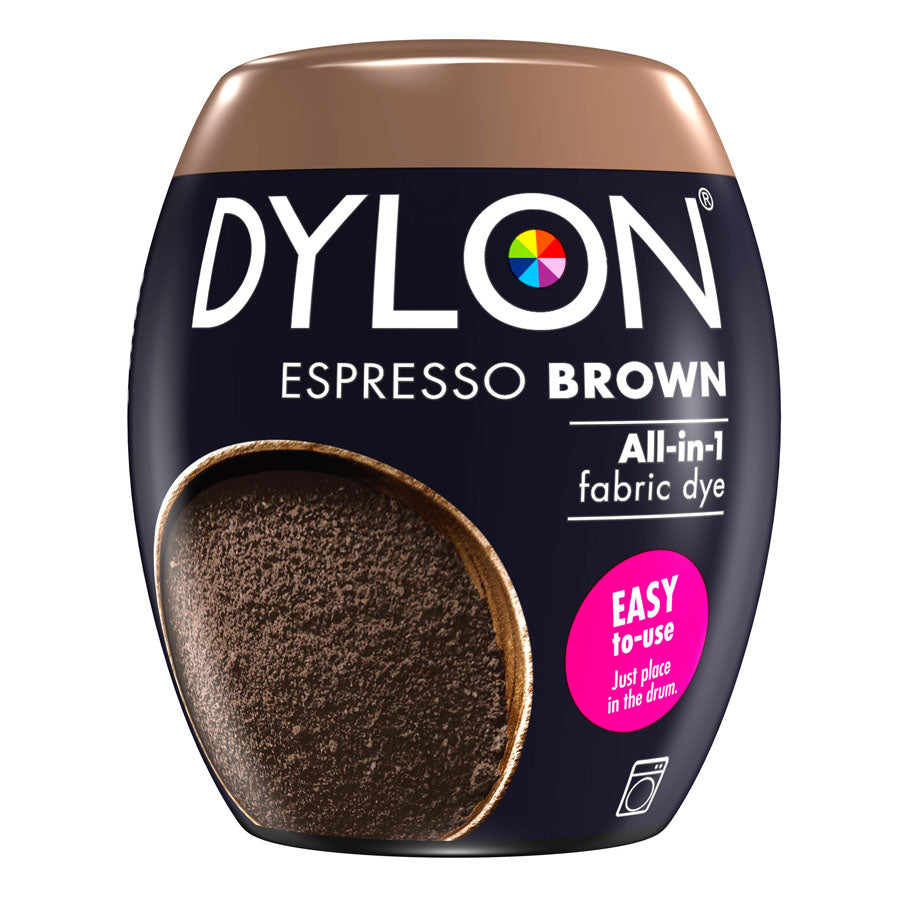 espresso brown fabric dye pod by Dylon with easy-to-use all-in-one formula