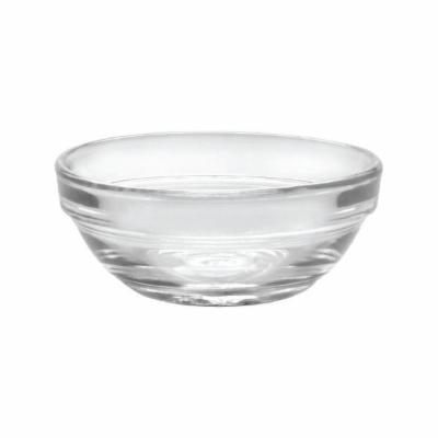 Clear glass bowl on a white background