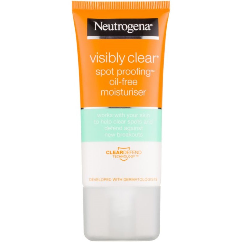 Neutrogena Visibly Clear spot proofing oil-free moisturizer on a white background