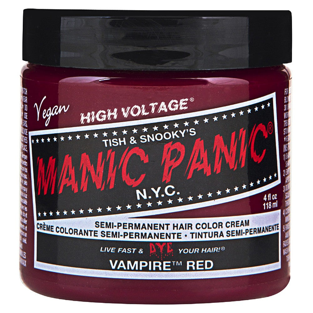 Manic Panic Vampire Red hair color cream jar on a white background