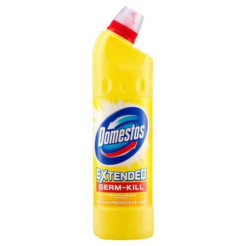 Domestos citrus bleach toilet cleaner bottle with germ-kill formula, 750ml.