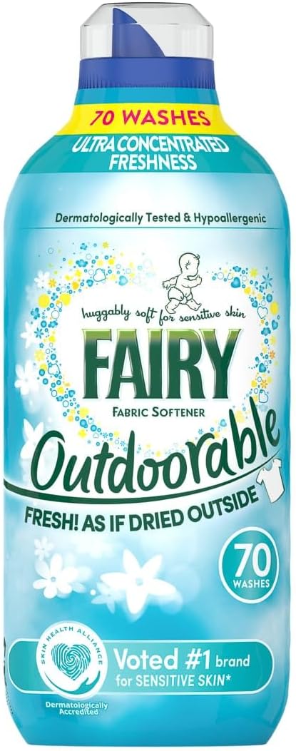 Fairy Outdoorable Fabric Conditioner bottle for sensitive skin with fresh outdoor scent.