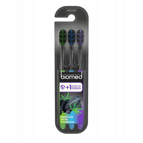 3 Biomed Charcoal Toothbrush – Medium Bristles