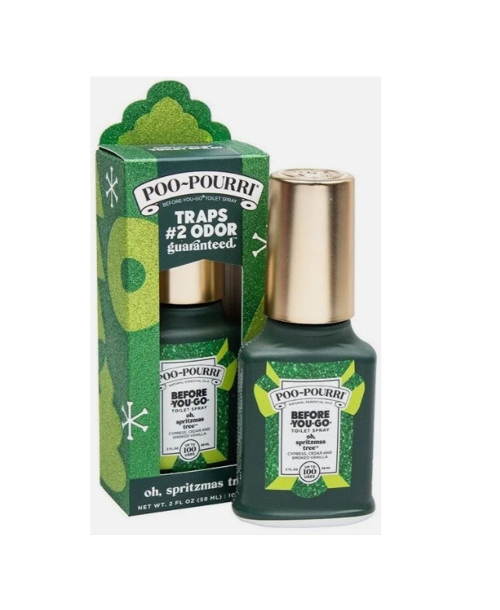 Poo-Pourri bottle and packaging on a white background